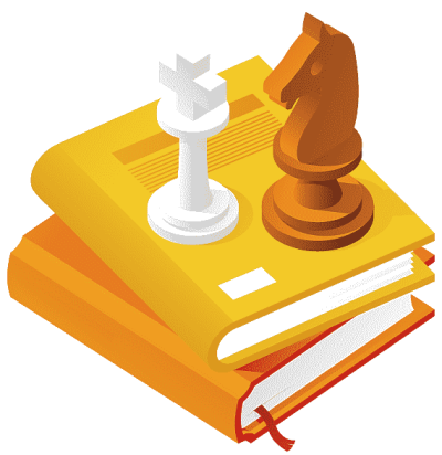 chess pieces on books