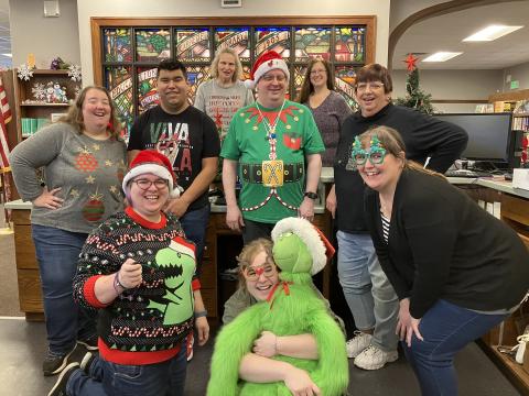 L-R Amber McWatters, Samantha Sorge, Saul Gallardo, Connie Fry, Dan Baldwin, Kenzie Keene (and a friend), Sue Yarbro, Lisa Zuver (our former fiscal officer), and Keri Black. L-R Amber McWatters, Samantha Sorge, Saul Gallardo, Connie Fry, Dan Baldwin, Kenzie Keene (and a friend), Sue Yarbro, Lisa Zuver (our former fiscal officer), and Keri Black.